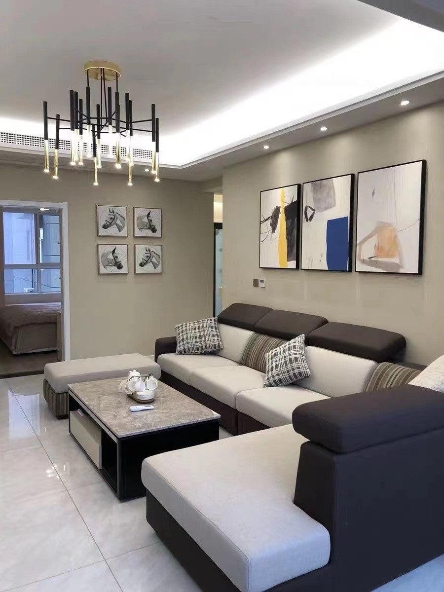 Solara Chandelier Modern Rods Black Gold - Neutral Decor
