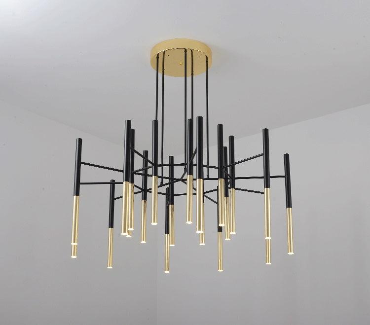 Solara Chandelier Modern Rods Black Gold - Neutral Decor