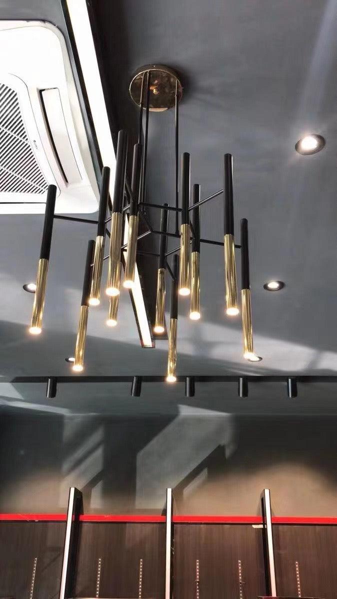Solara Chandelier Modern Rods Black Gold - Neutral Decor