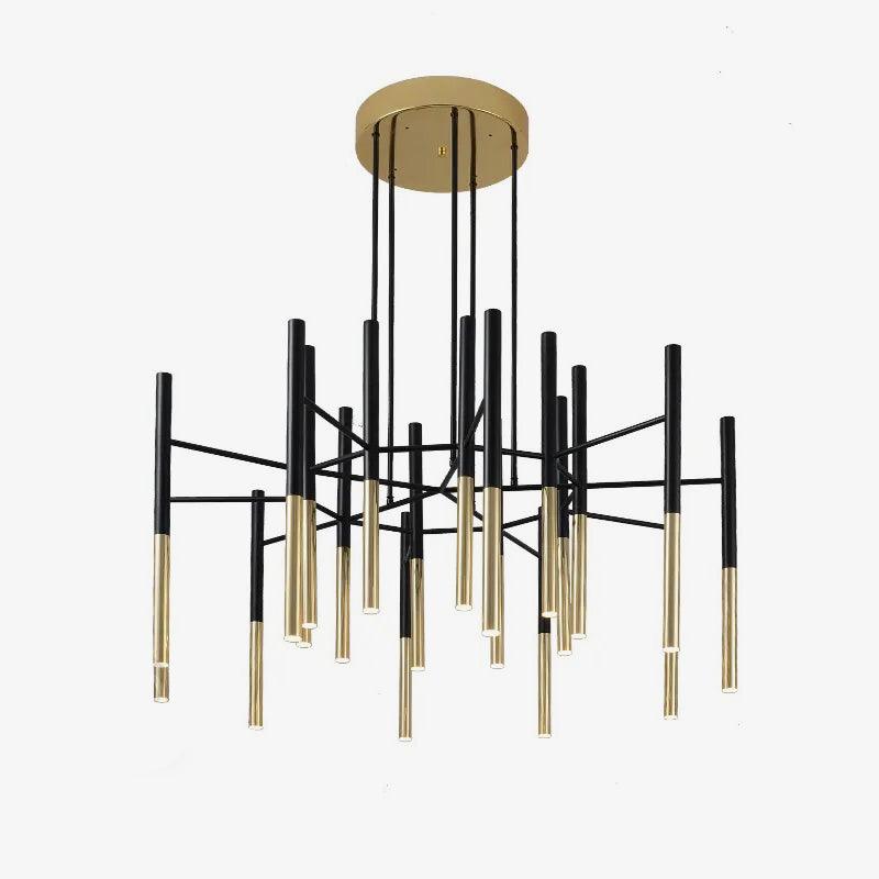 Solara Chandelier Modern Rods Black Gold - Neutral Decor