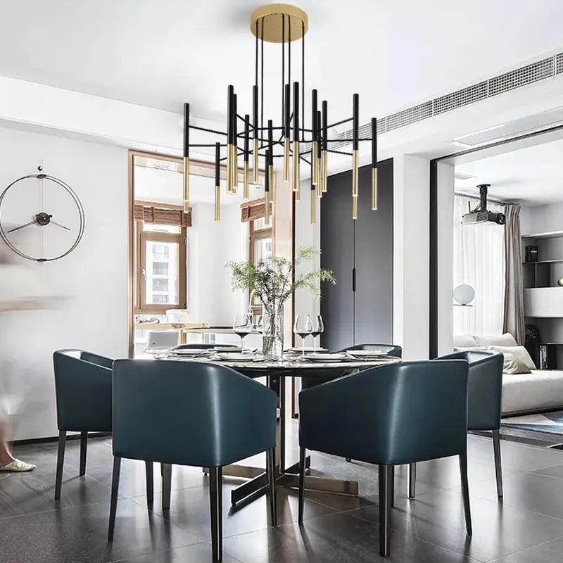 Solara Chandelier Modern Rods Black Gold - Neutral Decor