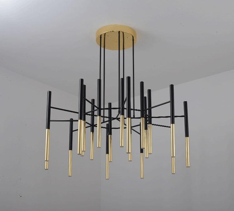 Solara Chandelier Modern Rods Black Gold - Neutral Decor