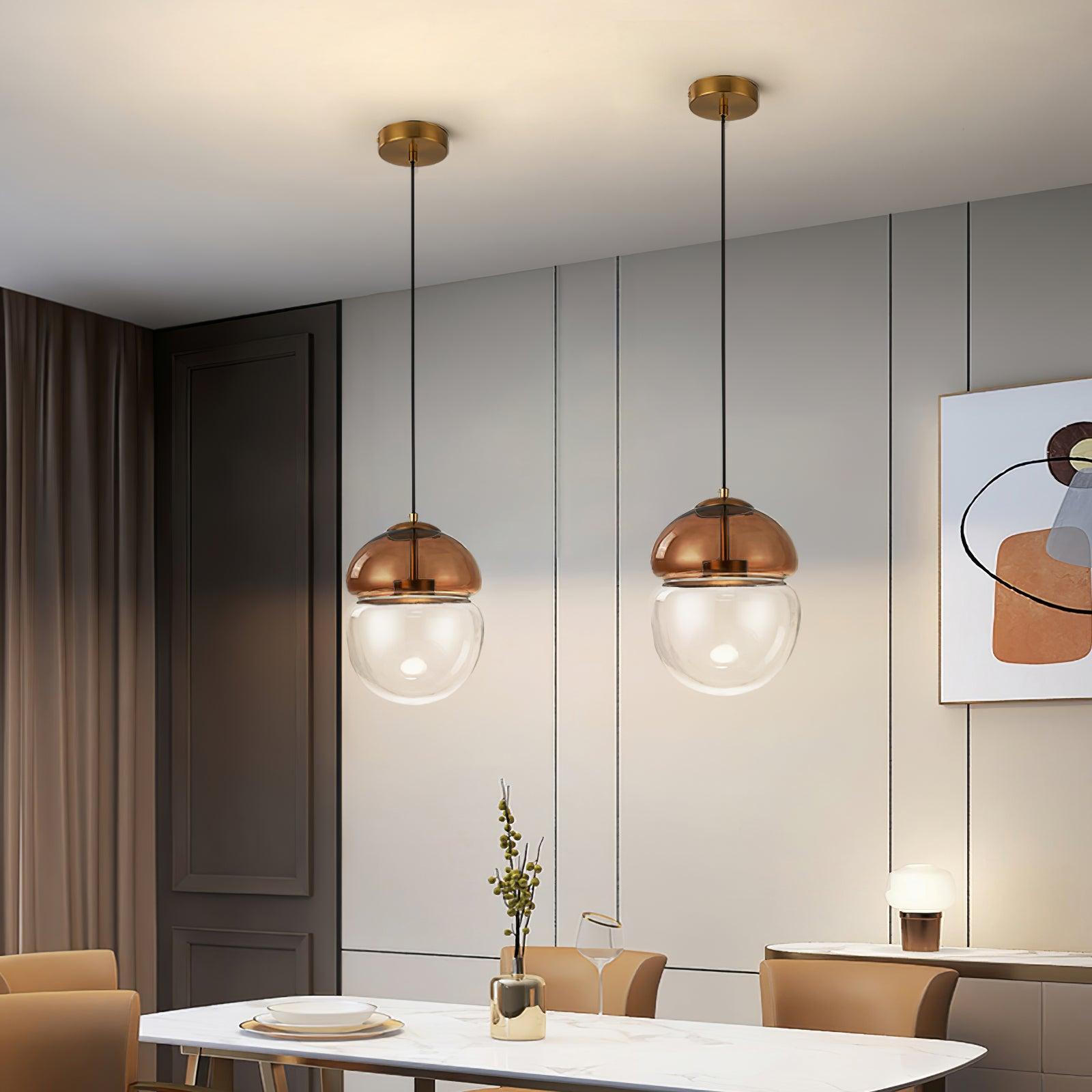 Aged Modern Minimalist Dome Glass Pendant Light