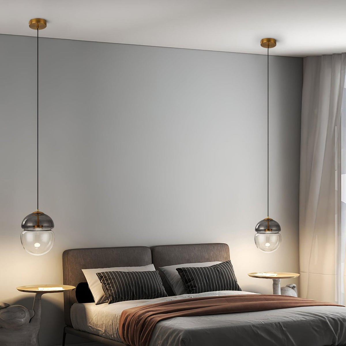 Aged Modern Minimalist Dome Glass Pendant Light
