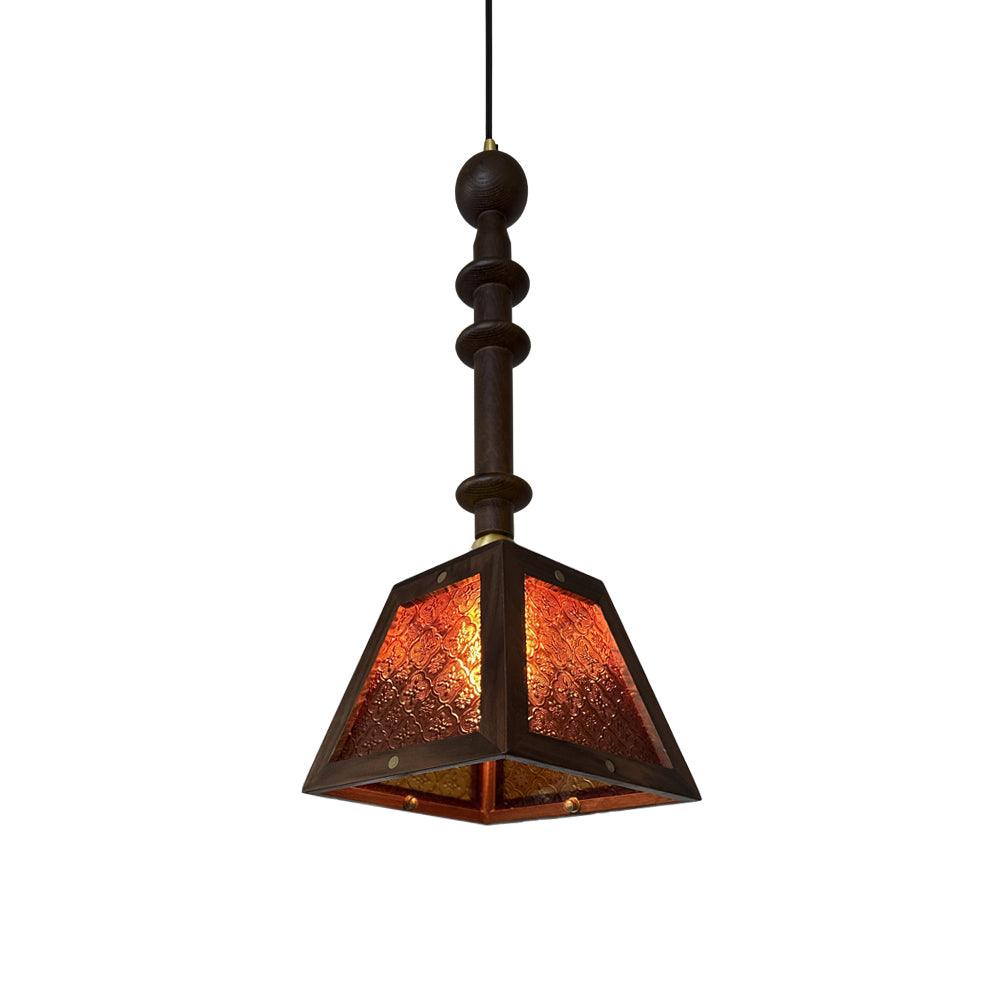 Zilten Elegance Vintage Glass Wood Pendant Light