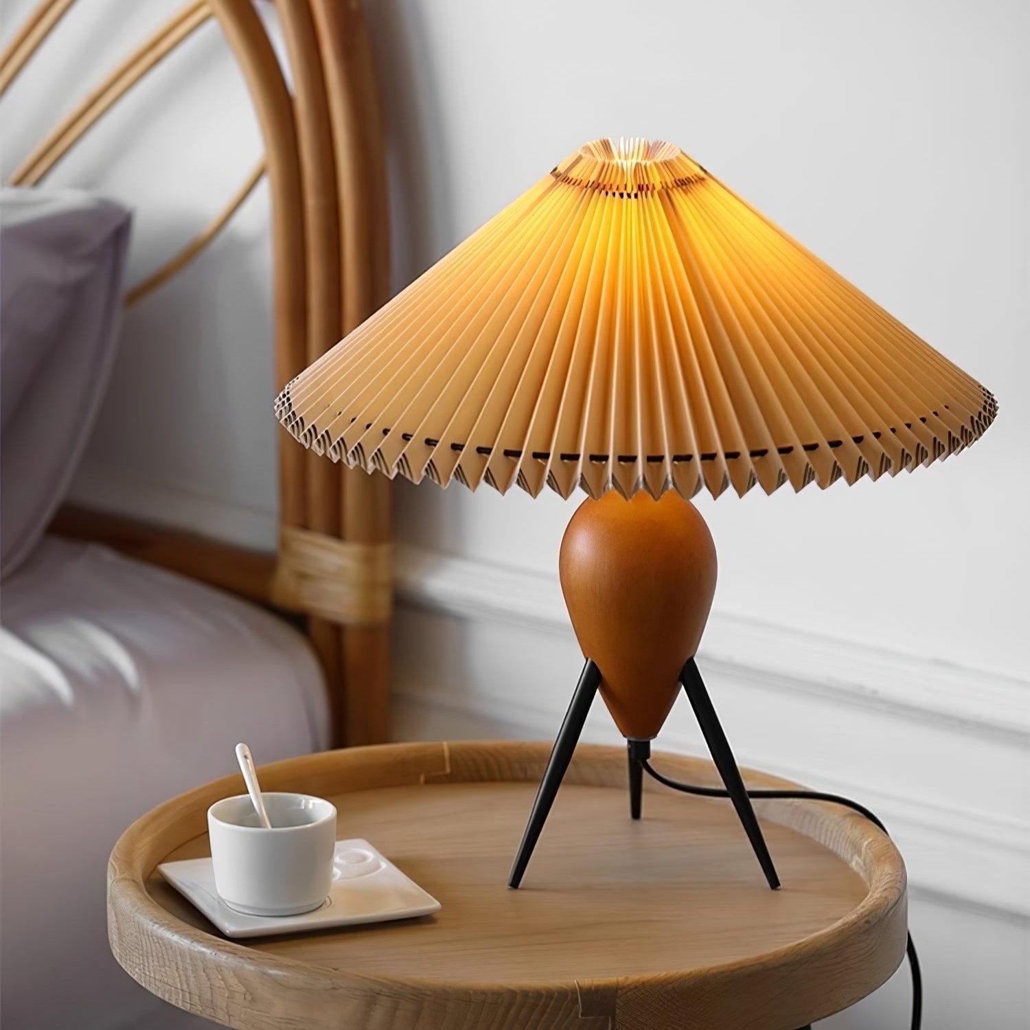 Elyse Wood & Fabric Retro Table Lamp