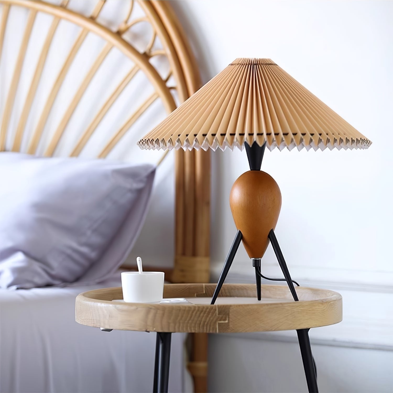 Elyse Wood & Fabric Retro Table Lamp