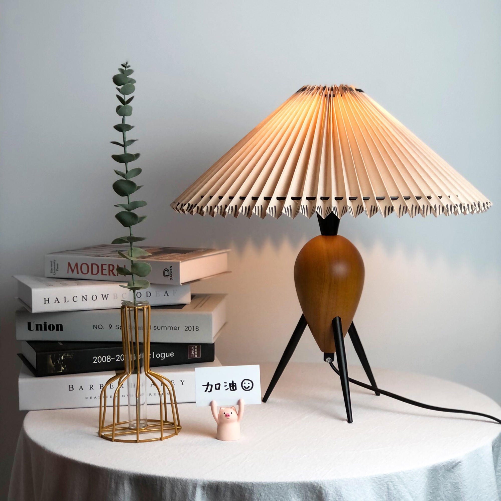 Elyse Wood & Fabric Retro Table Lamp