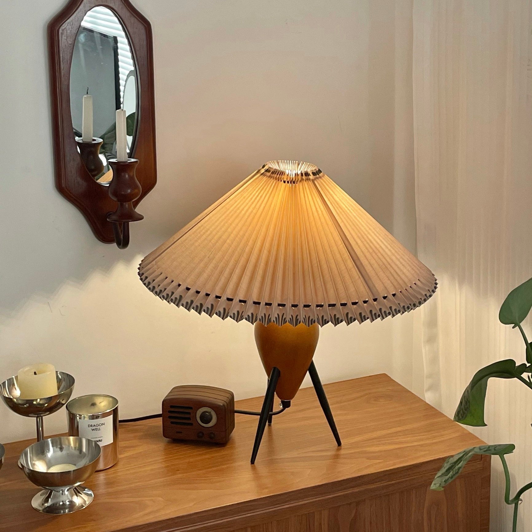 Elyse Wood & Fabric Retro Table Lamp