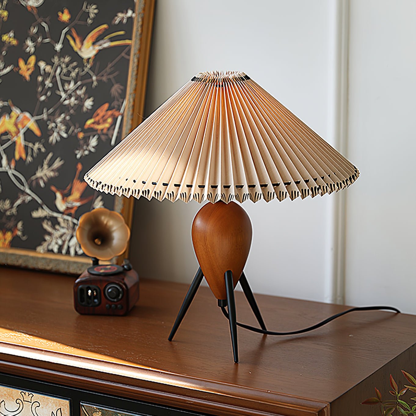 Elyse Wood & Fabric Retro Table Lamp