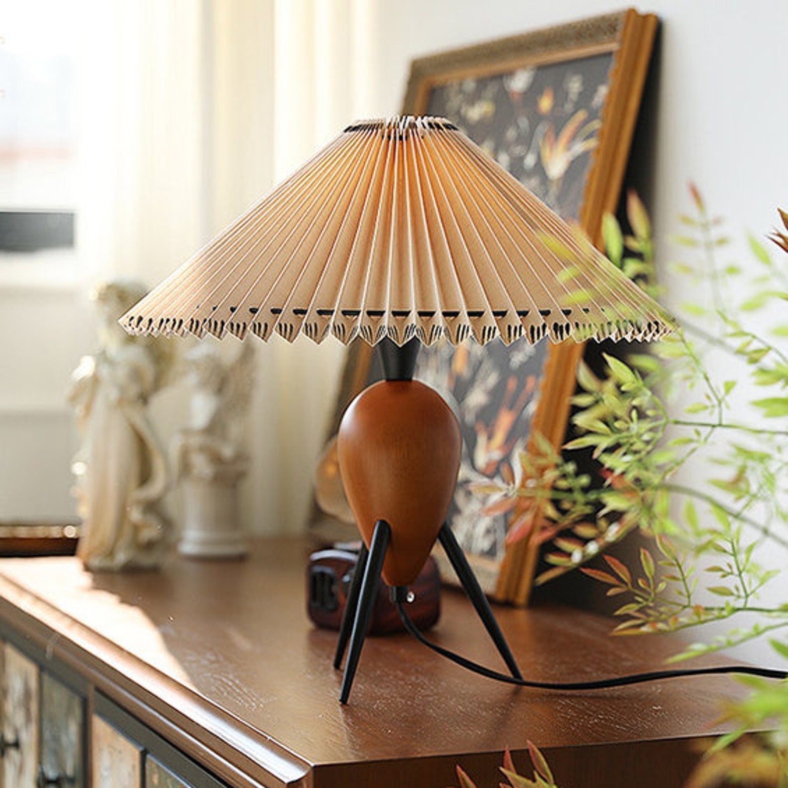 Elyse Wood & Fabric Retro Table Lamp