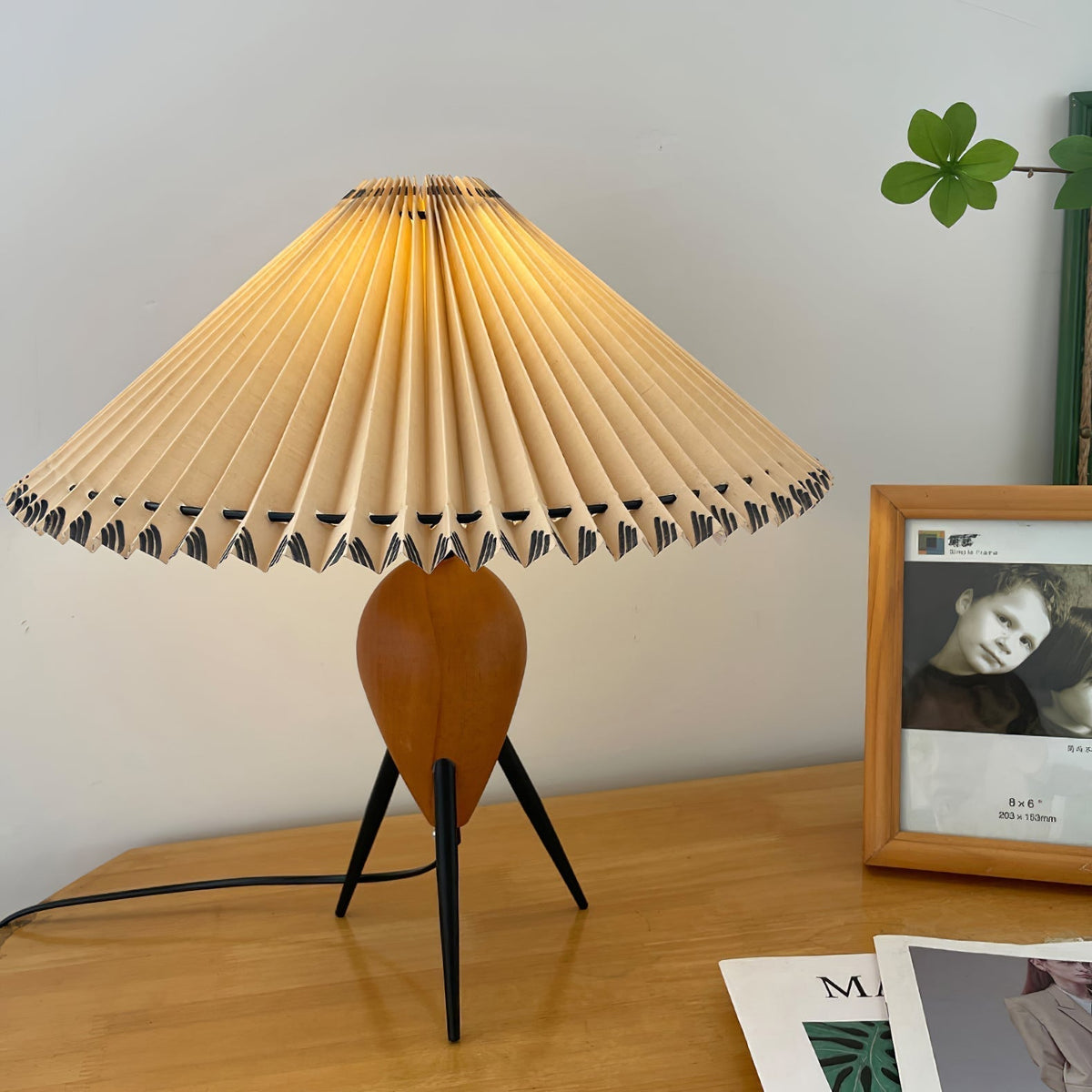 Elyse Wood & Fabric Retro Table Lamp