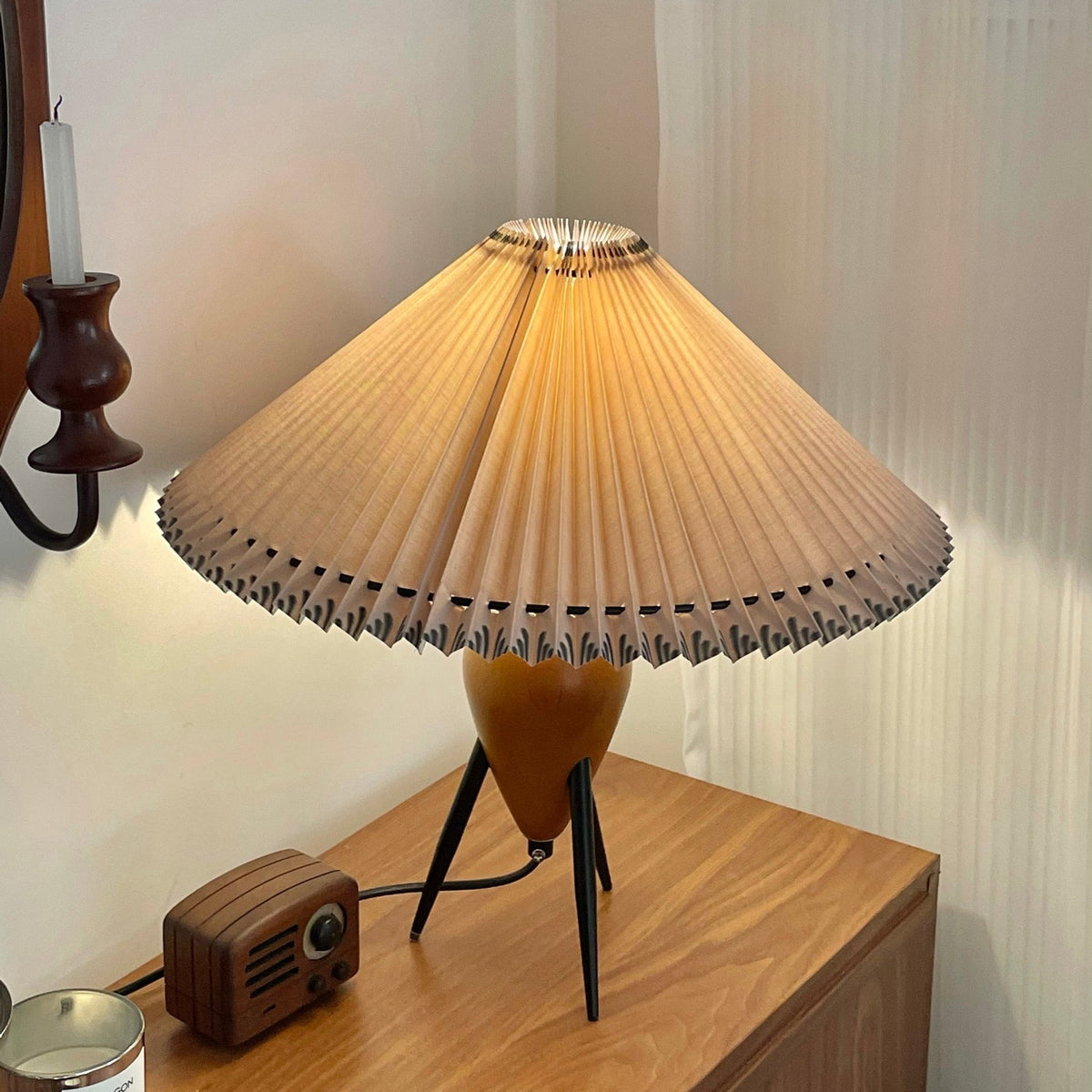 Elyse Wood & Fabric Retro Table Lamp