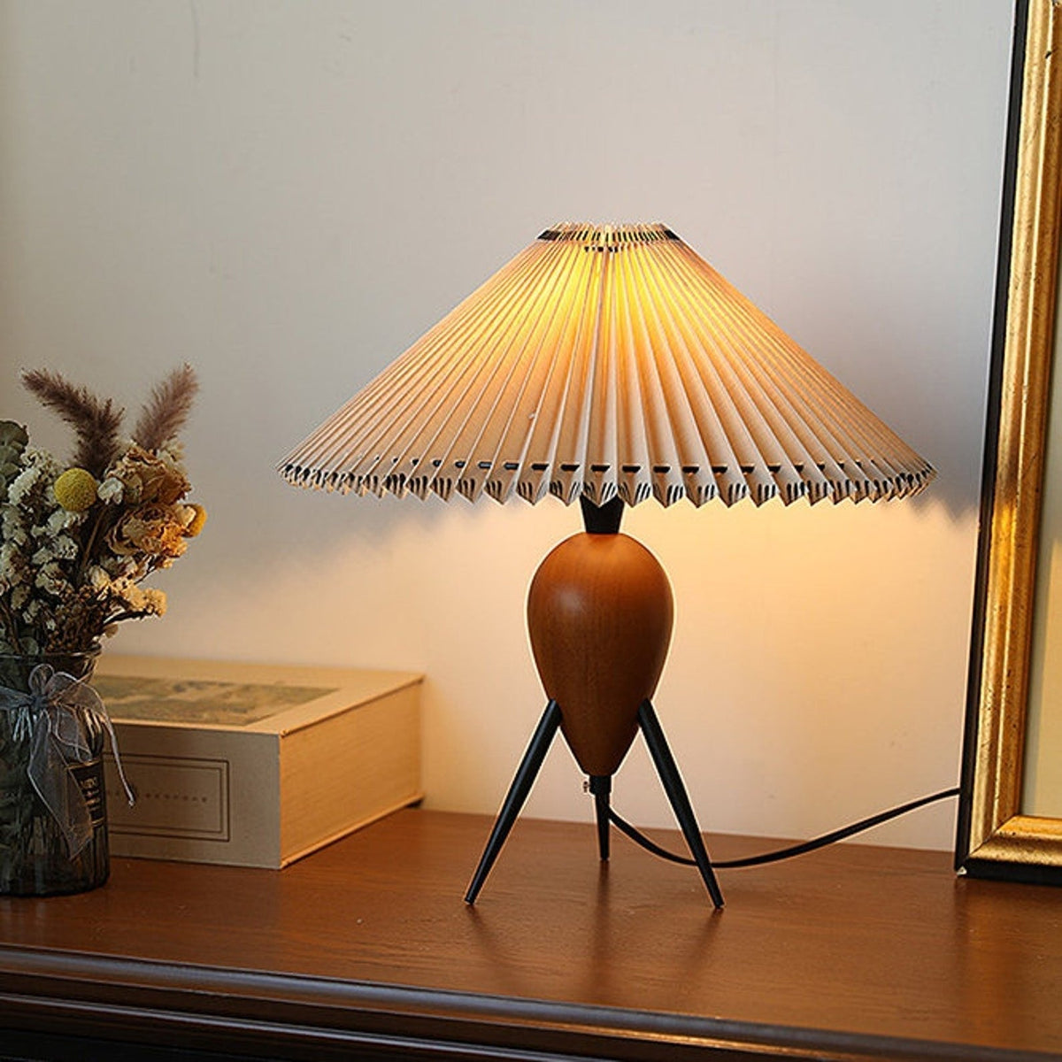 Elyse Wood & Fabric Retro Table Lamp