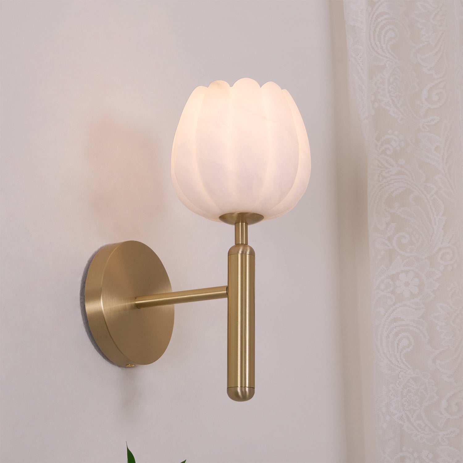 Ambrose Alabaster Flowers Wall Lamp