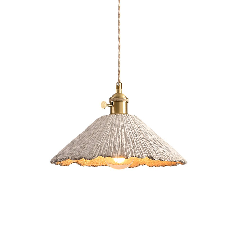 Microcement Pendant Lamp Adjustable Fabric Shade - Neutral Decor
