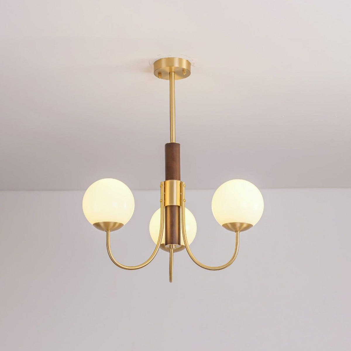 Elverella Chandelier Midas Touch Walnut Sphere Brass