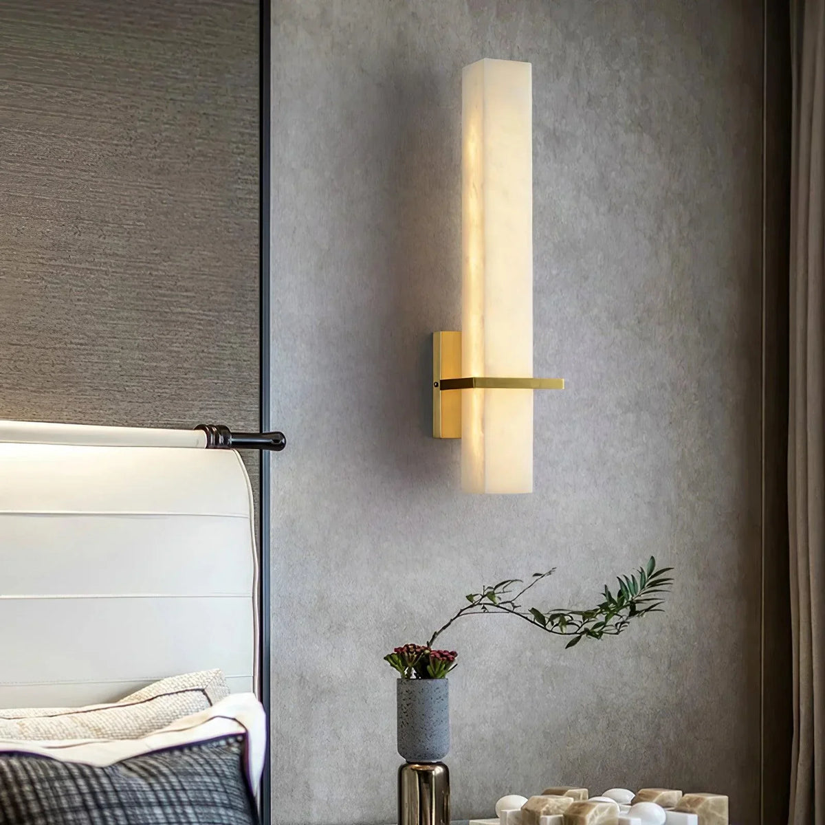 Evangeline Modern Alabaster Cuboid Wall Light