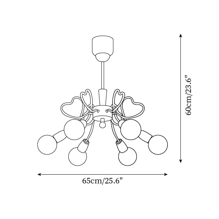 Chandelier Heart-Shaped Arms Colorful Playful Artistic - Neutral Decor