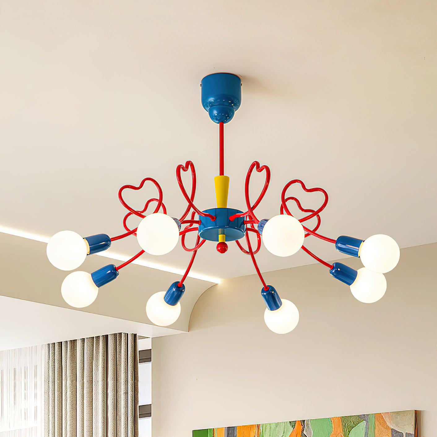 Chandelier Heart-Shaped Arms Colorful Playful Artistic - Neutral Decor