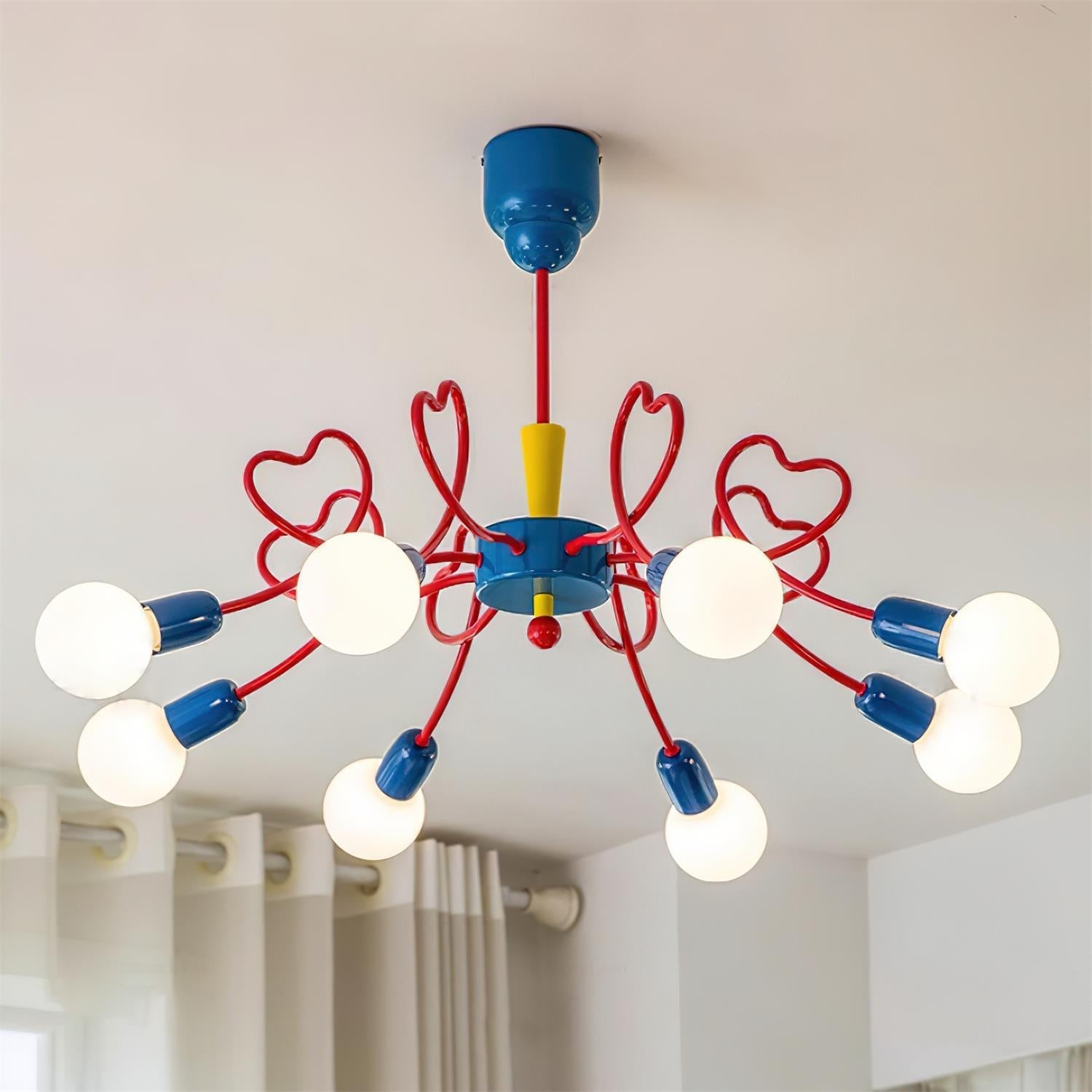 Chandelier Heart-Shaped Arms Colorful Playful Artistic - Neutral Decor