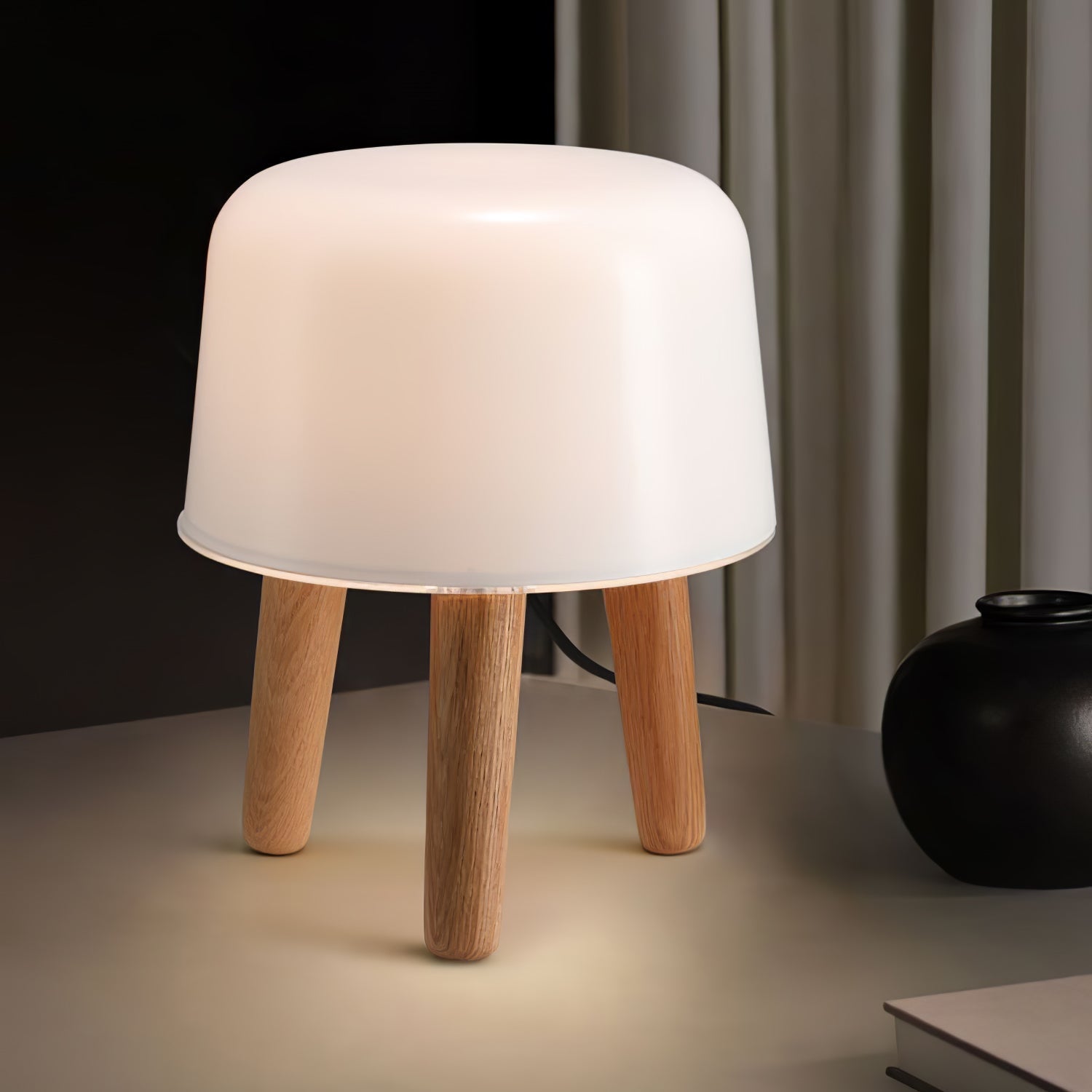 GlowPod Wood Milk Table Lamp