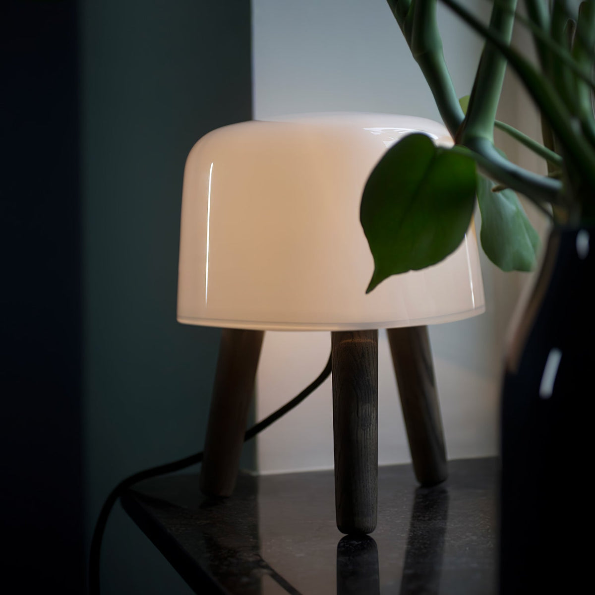 GlowPod Wood Milk Table Lamp