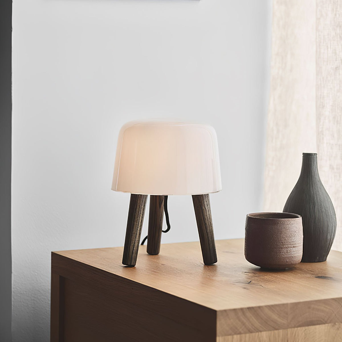 GlowPod Wood Milk Table Lamp