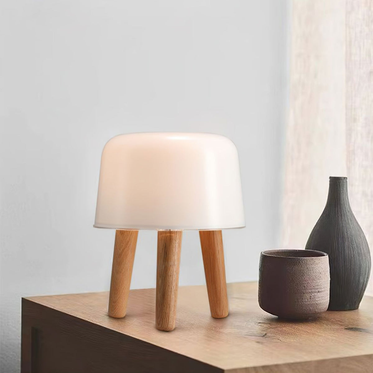 GlowPod Wood Milk Table Lamp