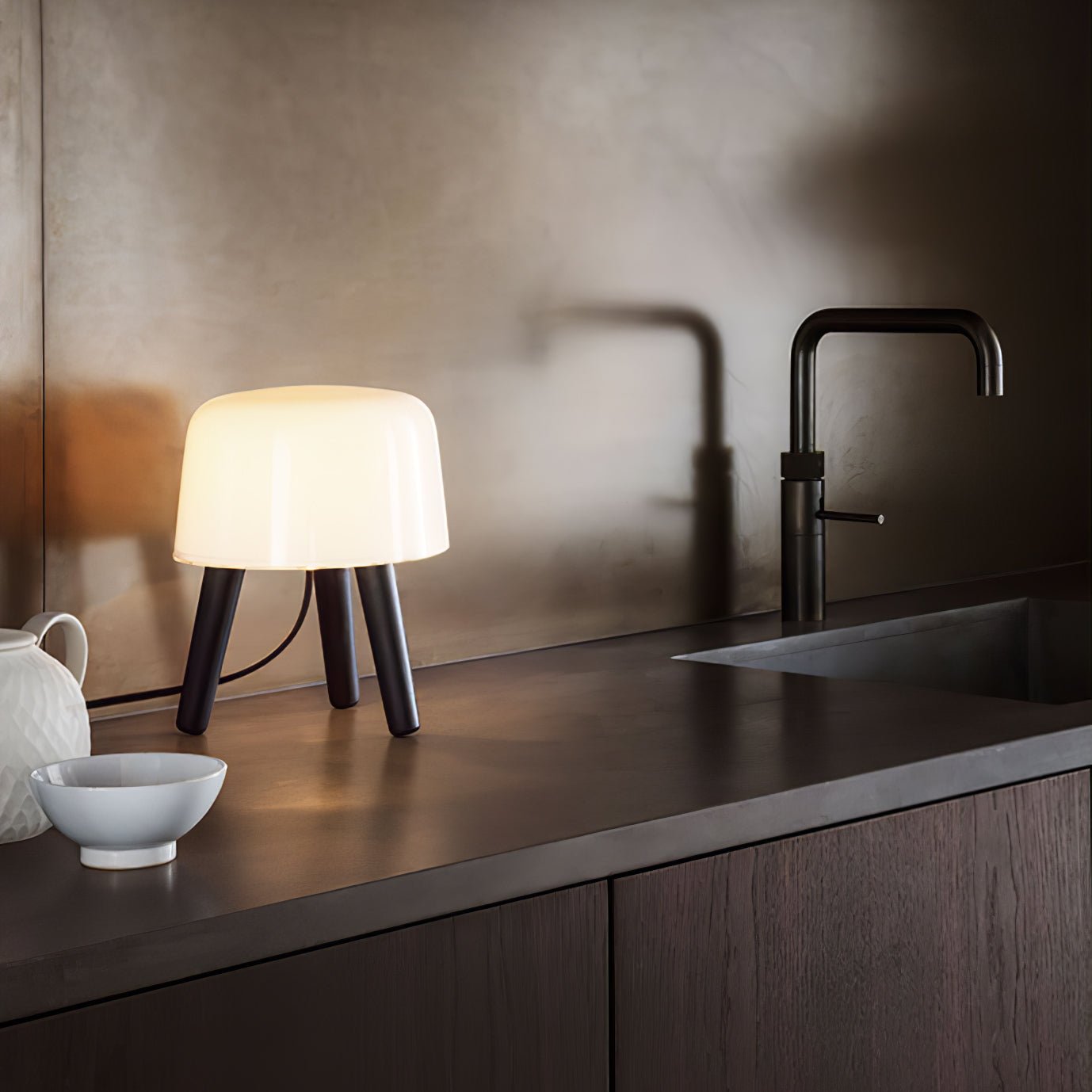 GlowPod Wood Milk Table Lamp