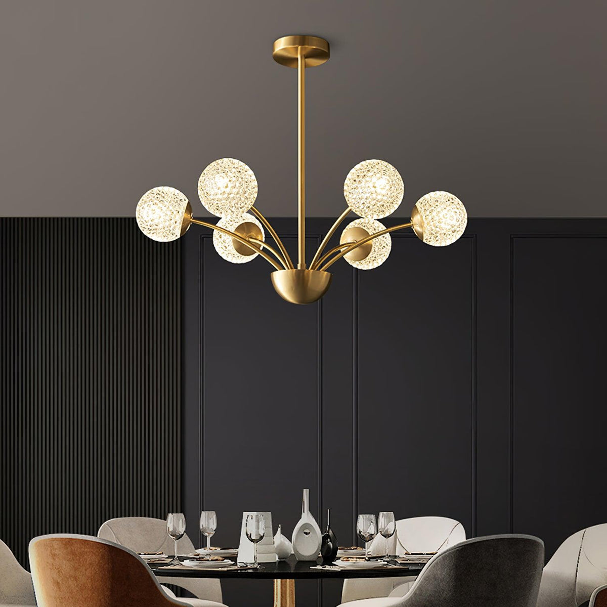Ralem Chandelier Curved Arms Brass