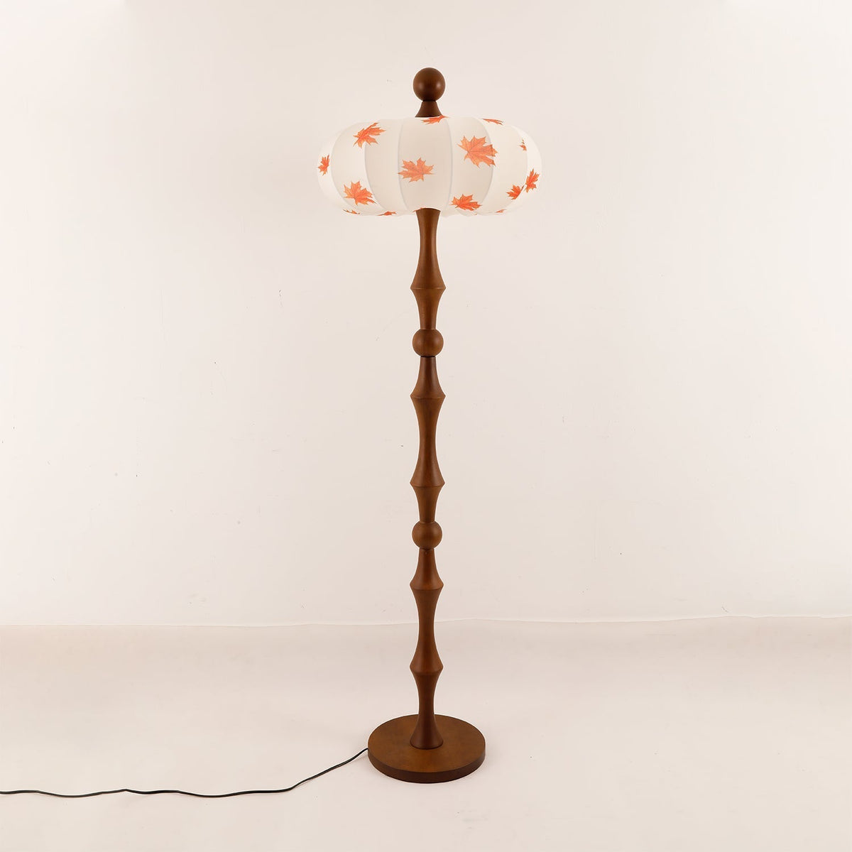 Whispen Wood Fabric Vintage Floor Lamp