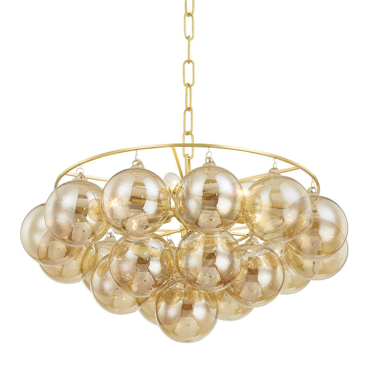 Velineon Chandelier Clear Glass Globe Aged Brass Elegant