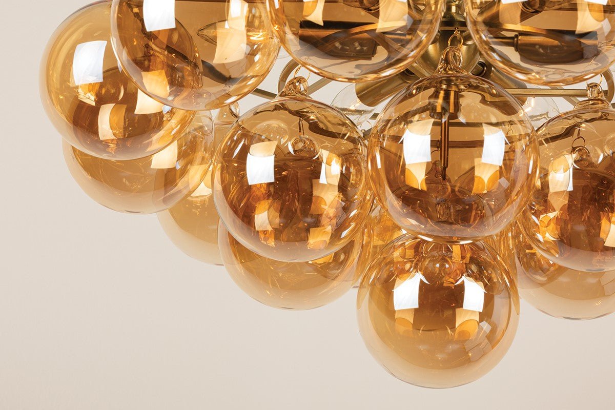 Velineon Chandelier Clear Glass Globe Aged Brass Elegant