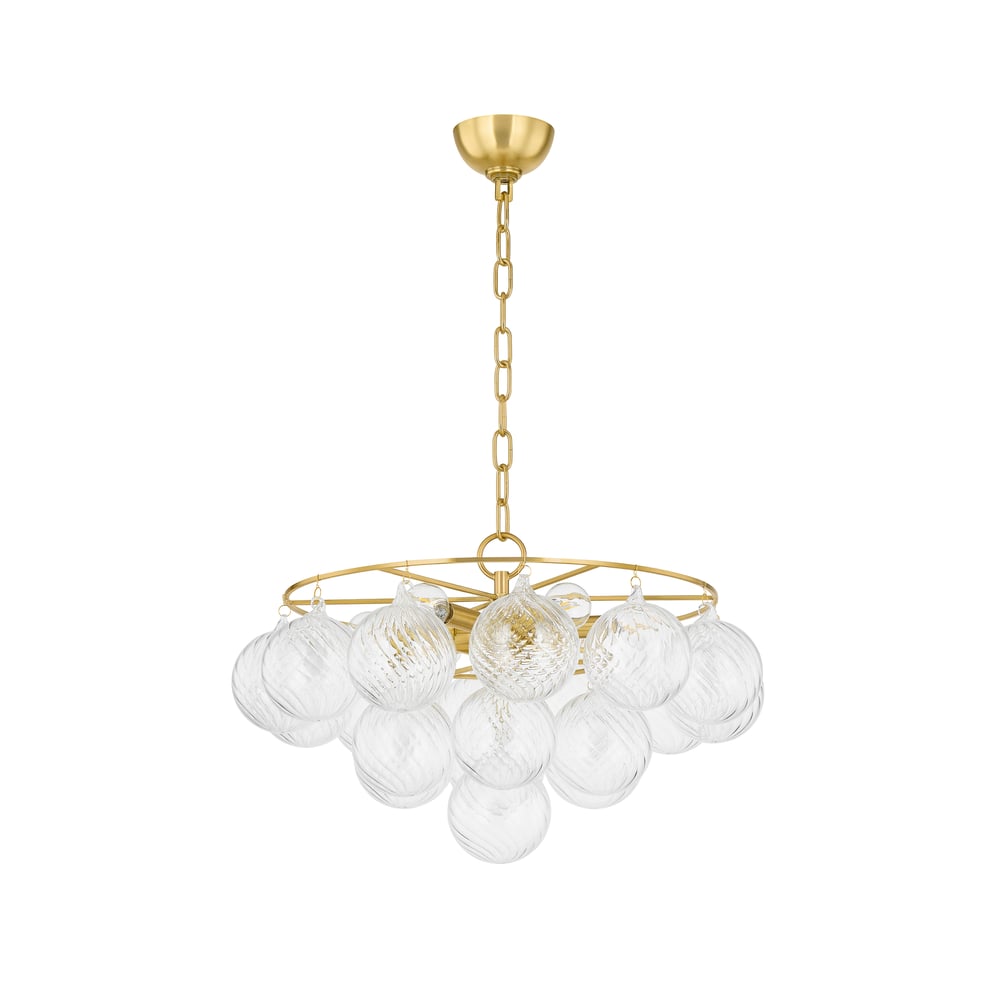 Velineon Chandelier Clear Glass Globe Aged Brass Elegant