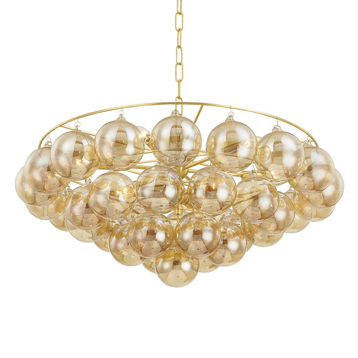 Velineon Chandelier Clear Glass Globe Aged Brass Elegant
