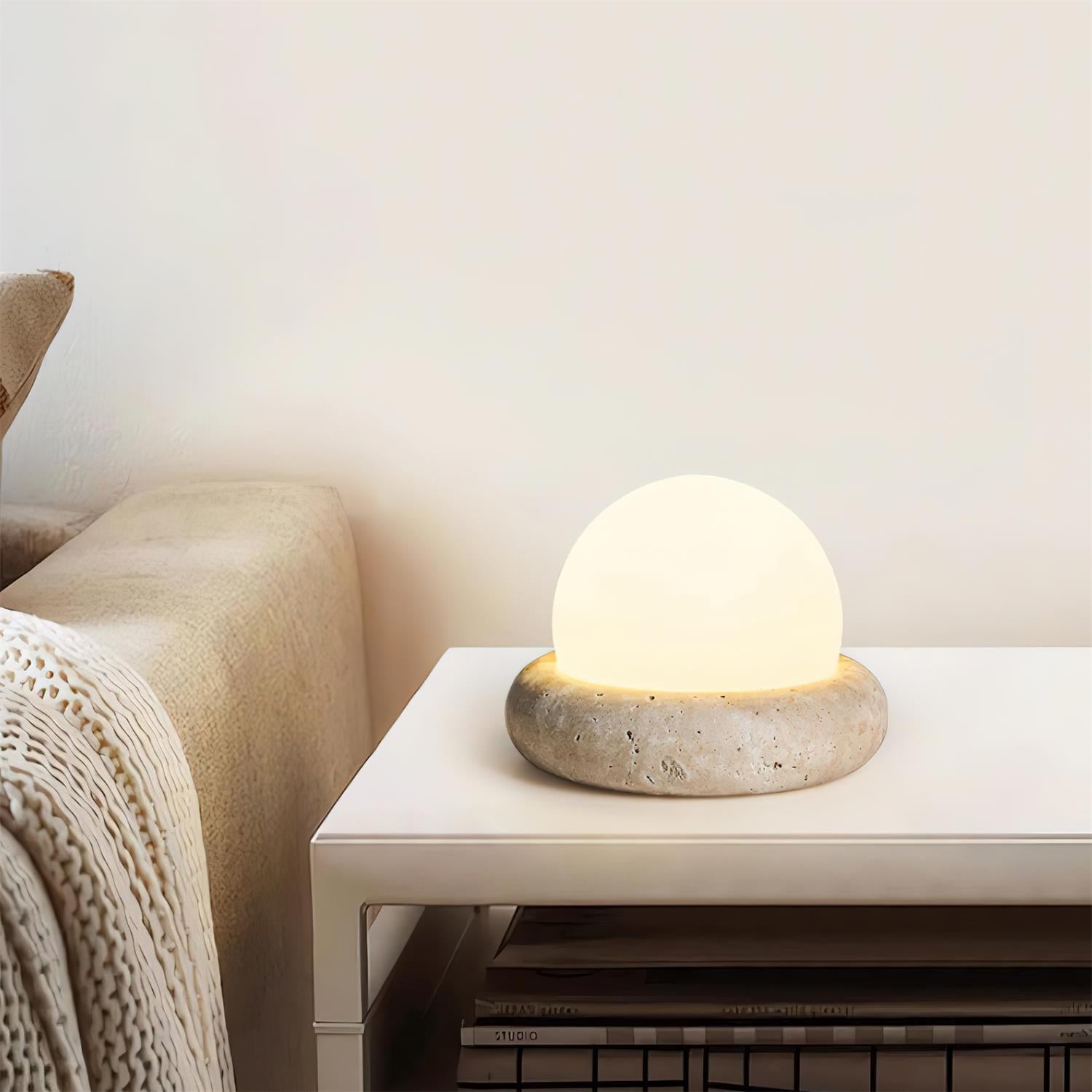 Riita Travertine Globe Table Lamp Mini Maga - Neutral Decor