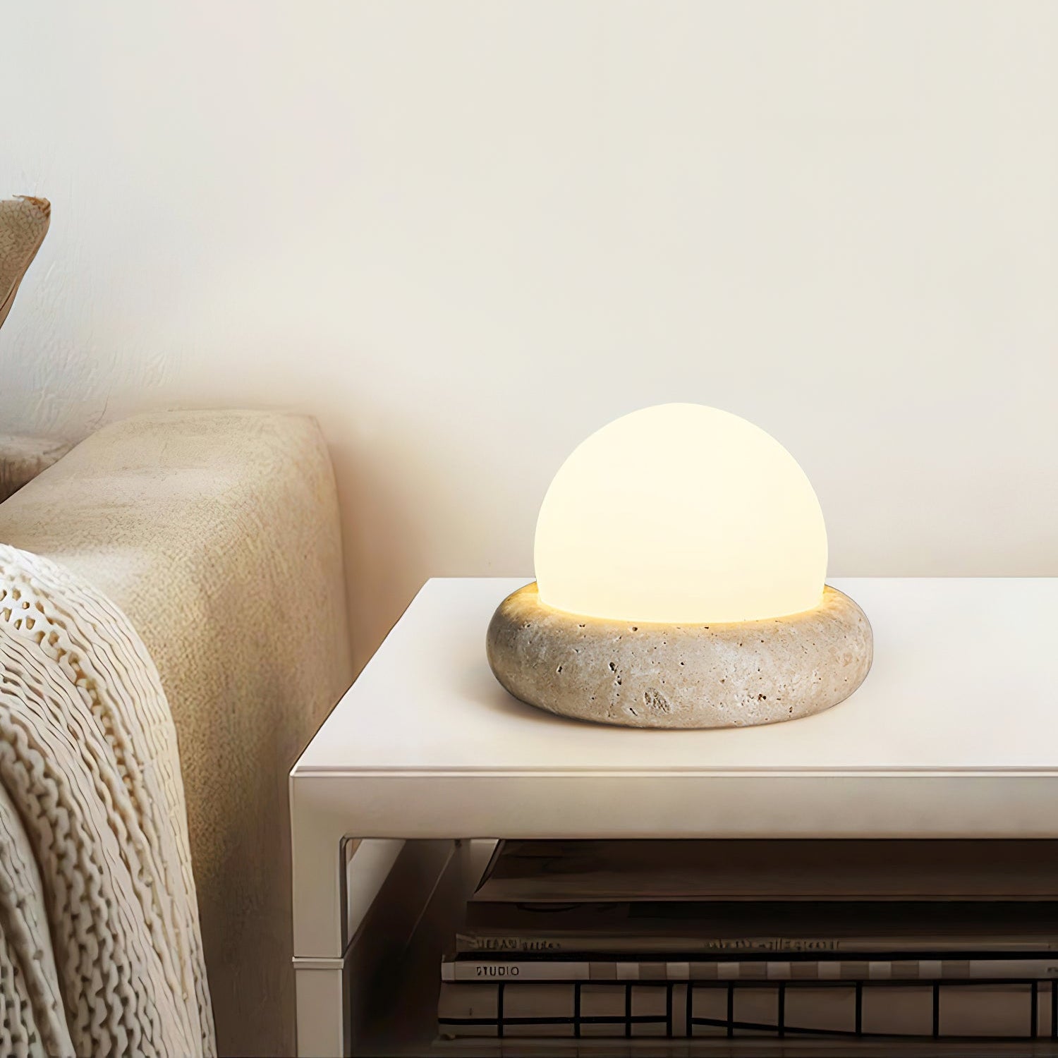 Riita Travertine Globe Table Lamp Mini Maga - Neutral Decor
