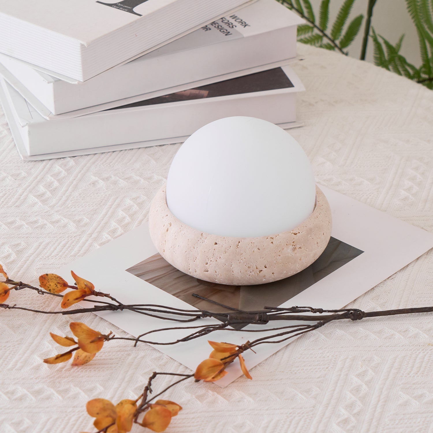 Riita Travertine Globe Table Lamp Mini Maga - Neutral Decor