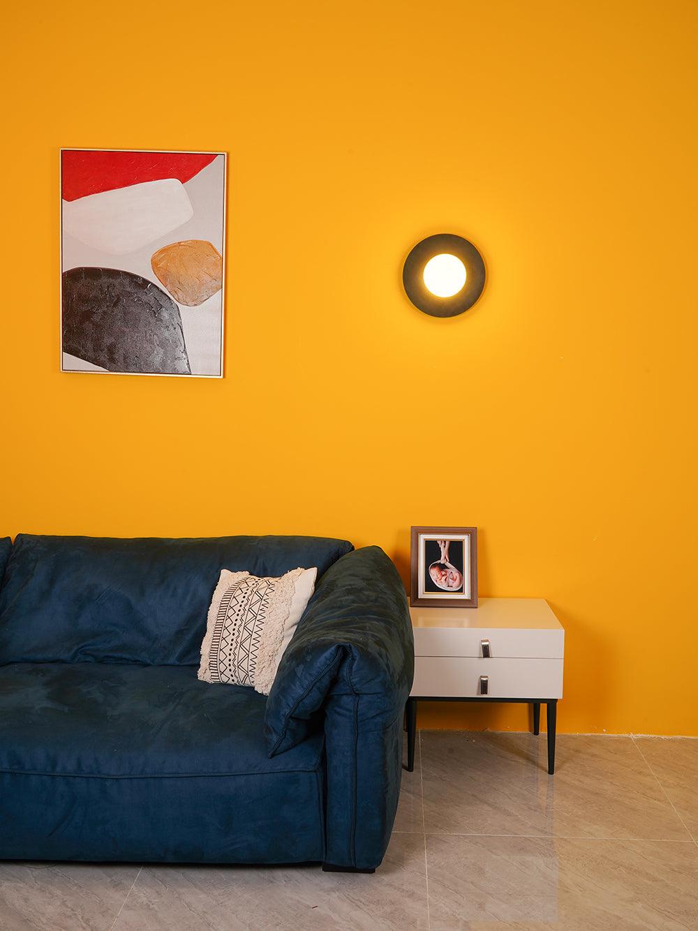 Elem Modern Minimalist Round Art Brass Glass Wall Lamp