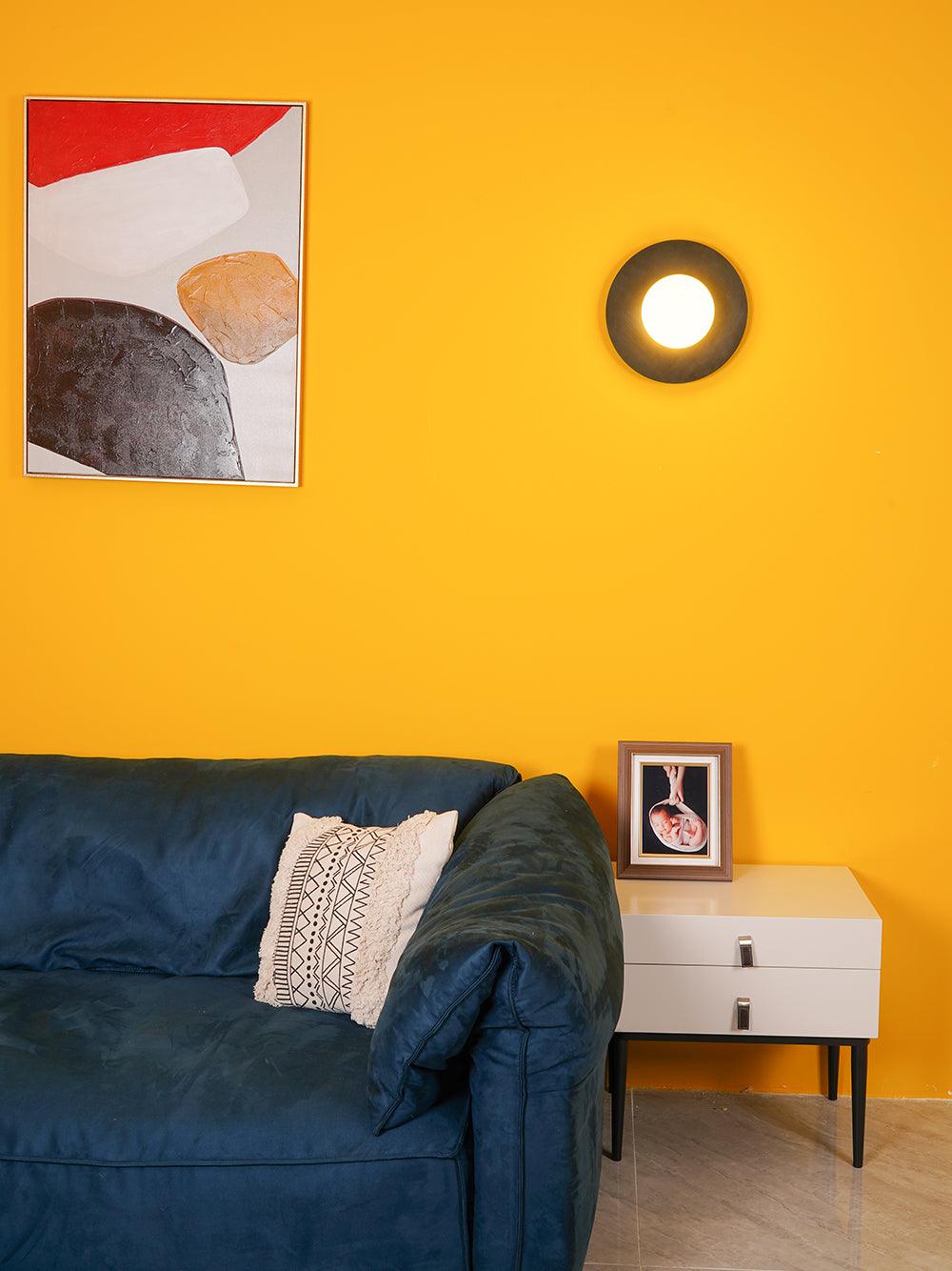 Elem Modern Minimalist Round Art Brass Glass Wall Lamp