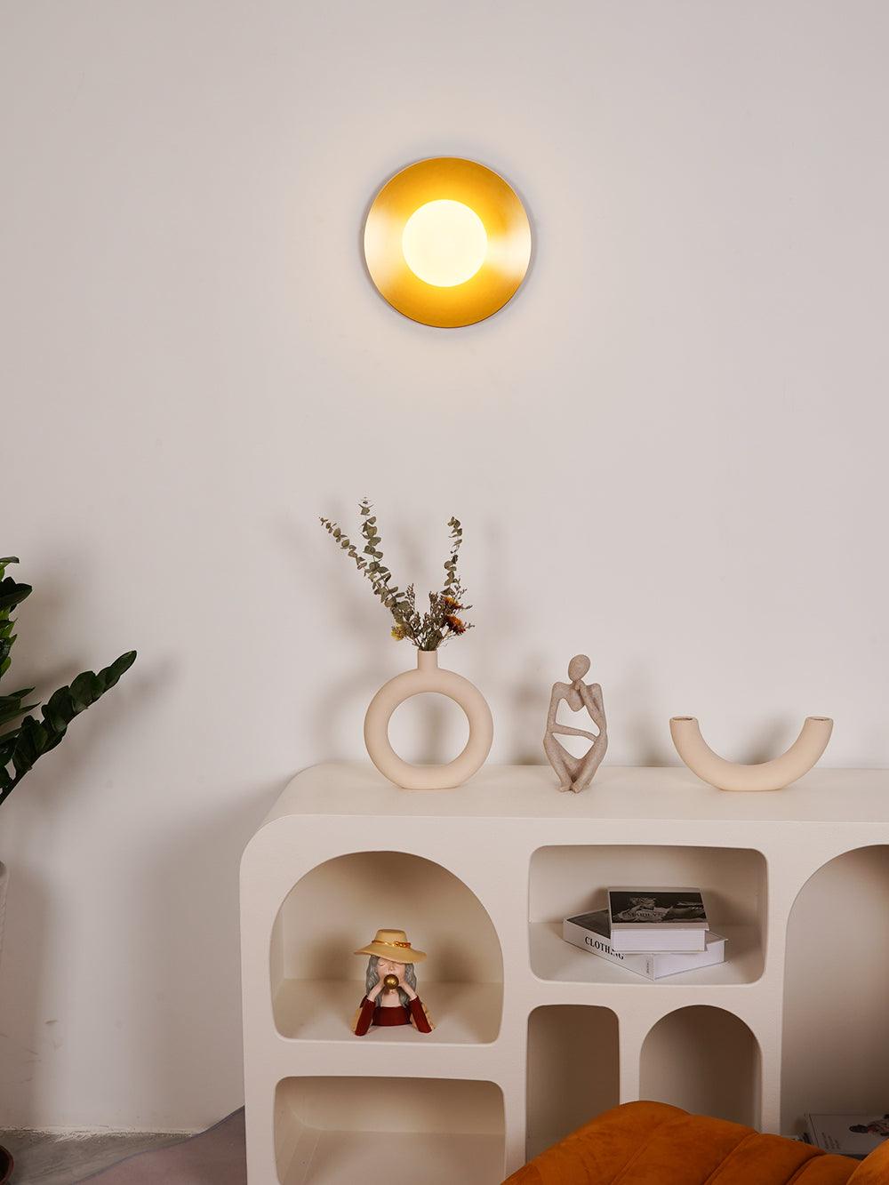 Elem Modern Minimalist Round Art Brass Glass Wall Lamp
