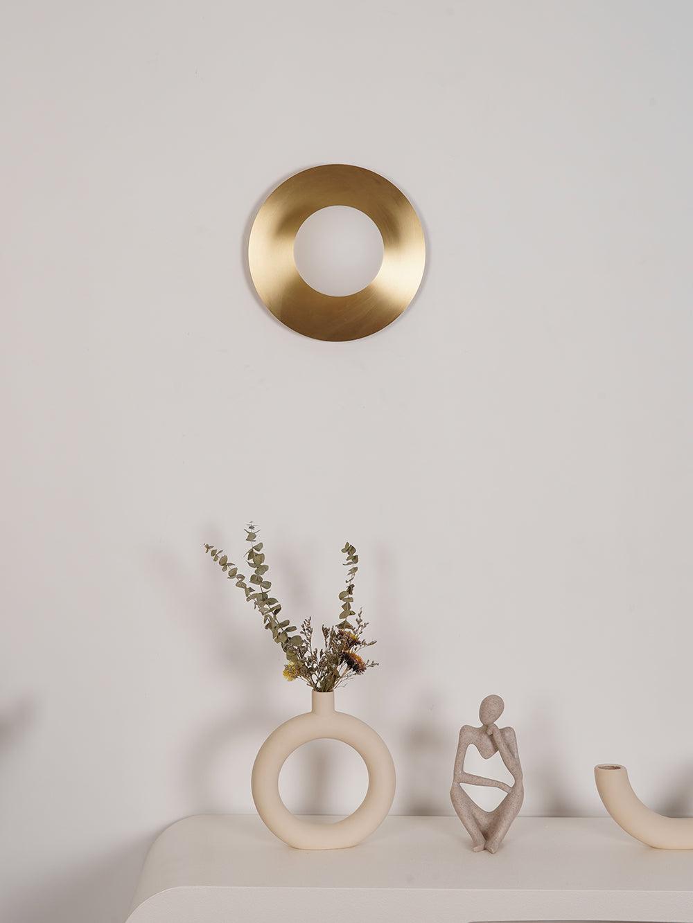 Elem Modern Minimalist Round Art Brass Glass Wall Lamp