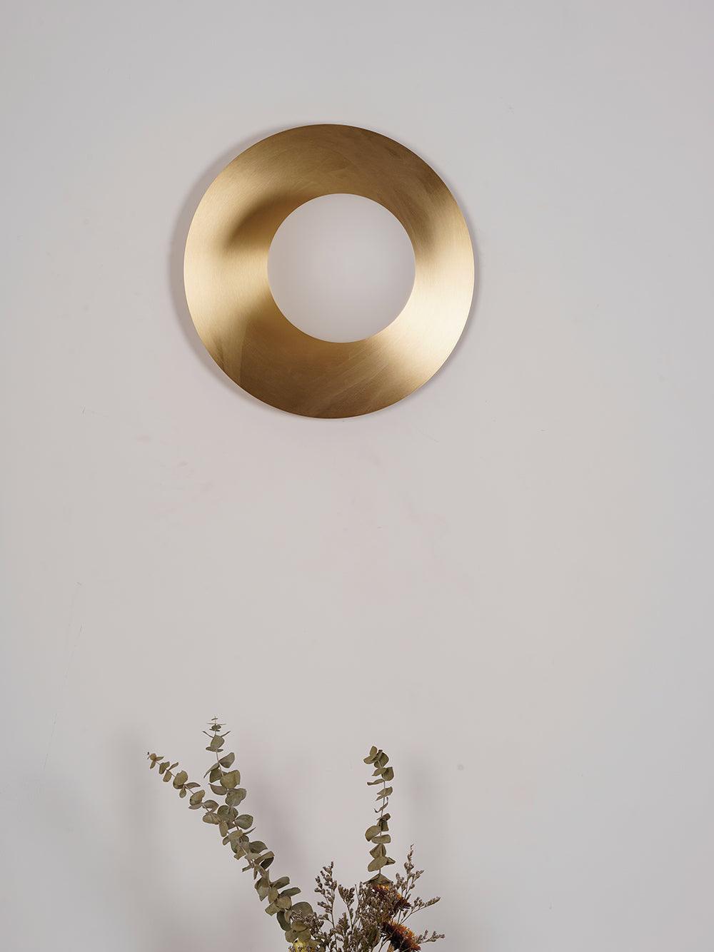 Elem Modern Minimalist Round Art Brass Glass Wall Lamp