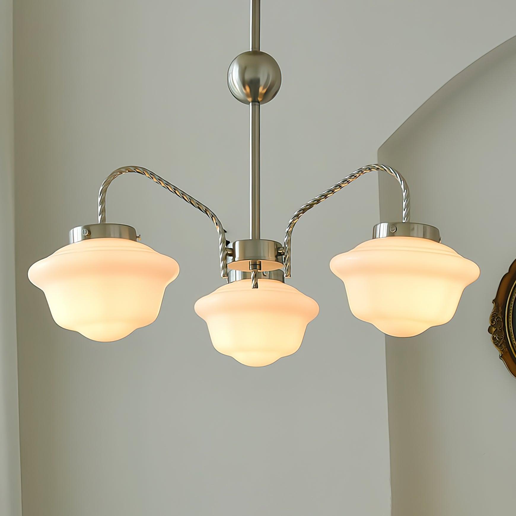 Curinel Vintage Chrome Glass Chandelier