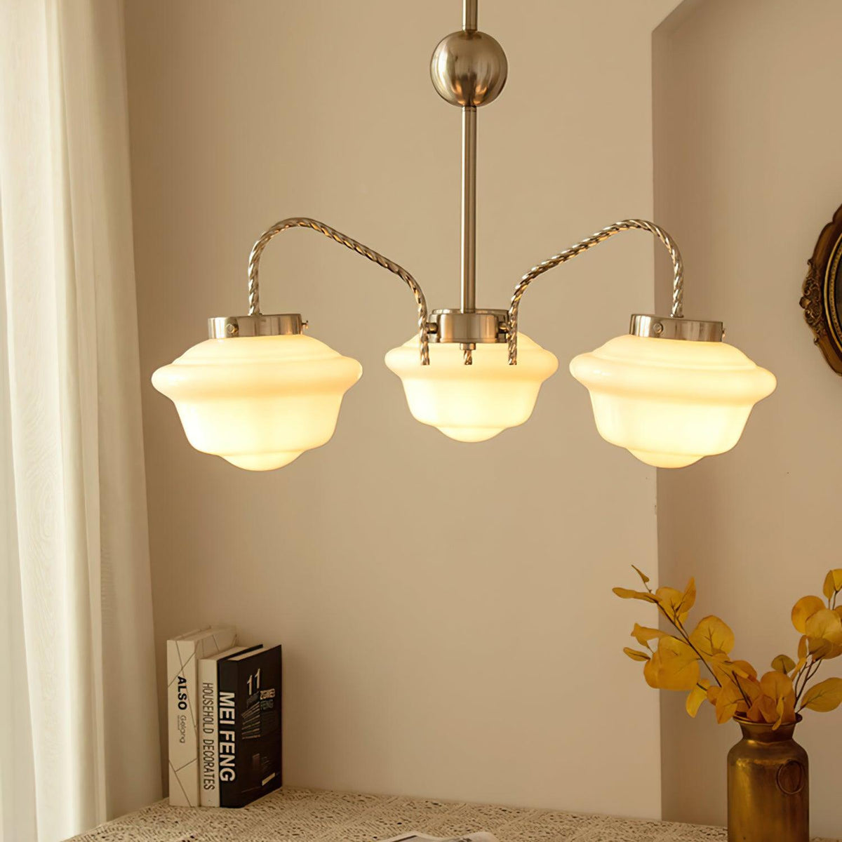 Curinel Vintage Chrome Glass Chandelier