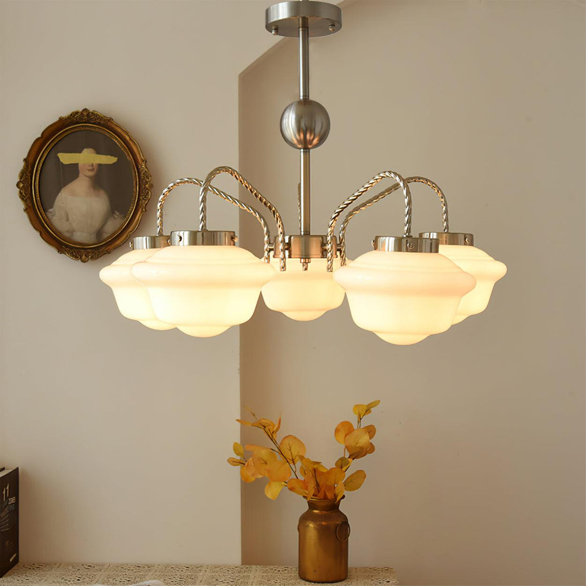 Curinel Vintage Chrome Glass Chandelier