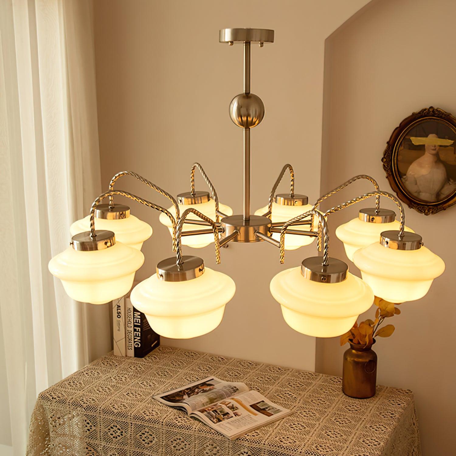 Curinel Vintage Chrome Glass Chandelier