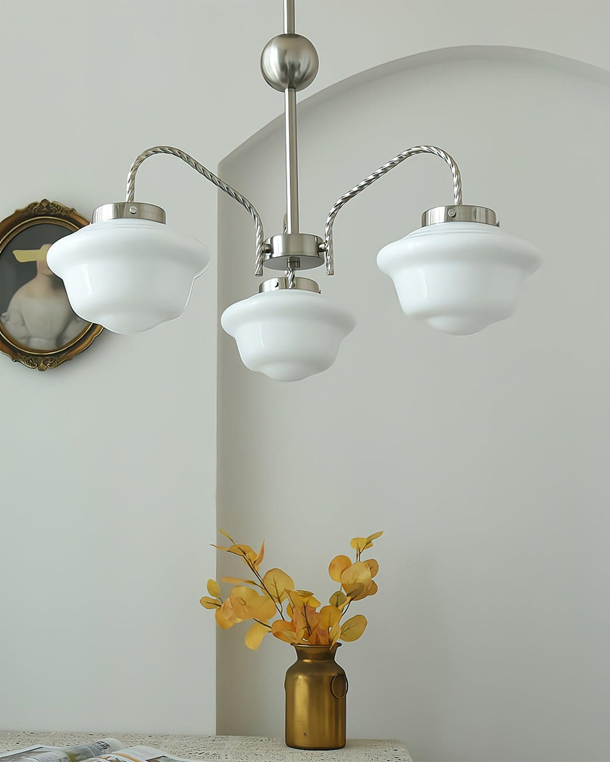 Curinel Vintage Chrome Glass Chandelier