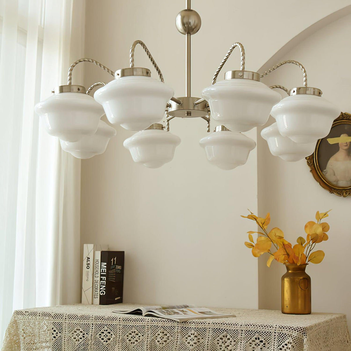 Curinel Vintage Chrome Glass Chandelier